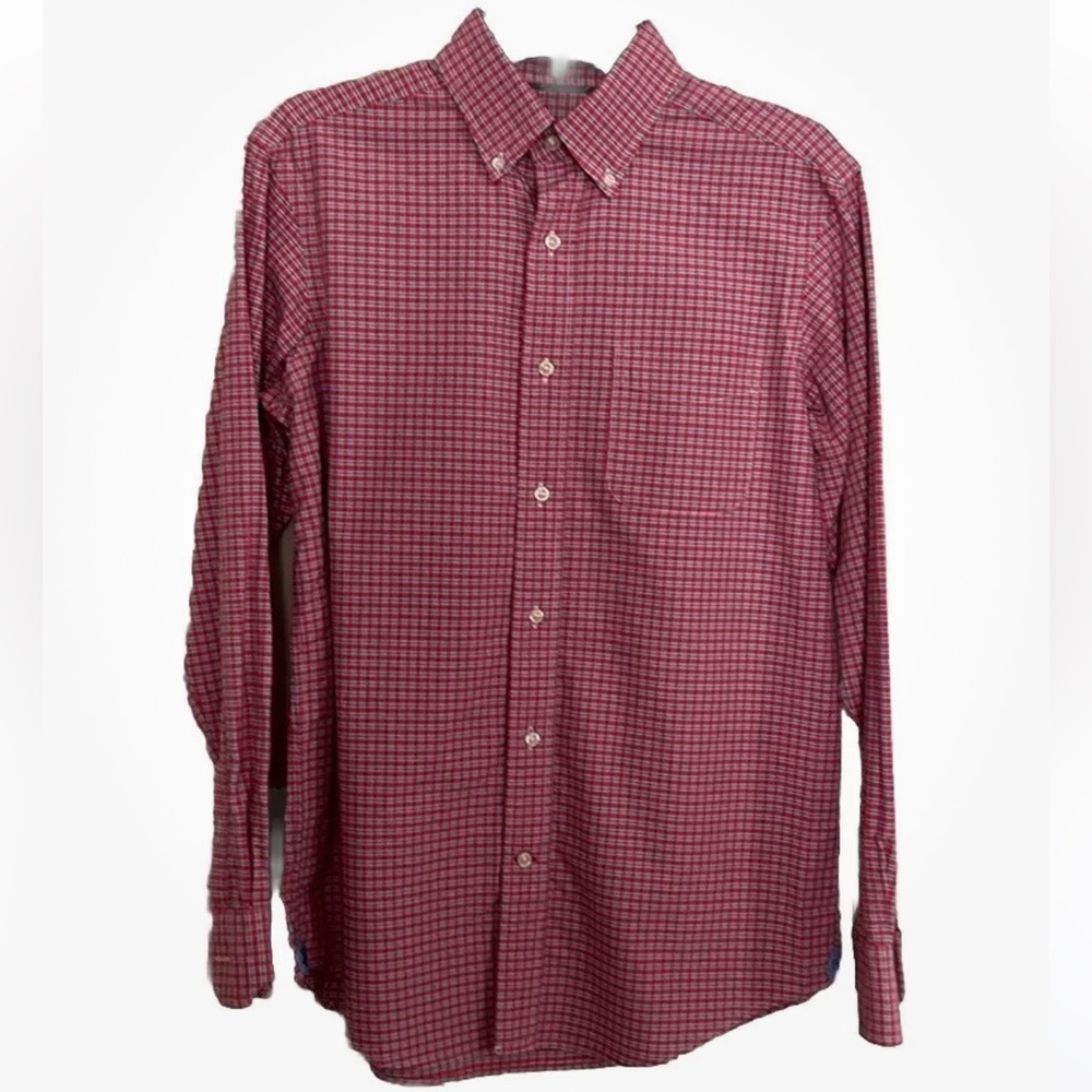 Cremieux Men’s Red/Blue Check Long Sleeve Button Down with Pocket Size S